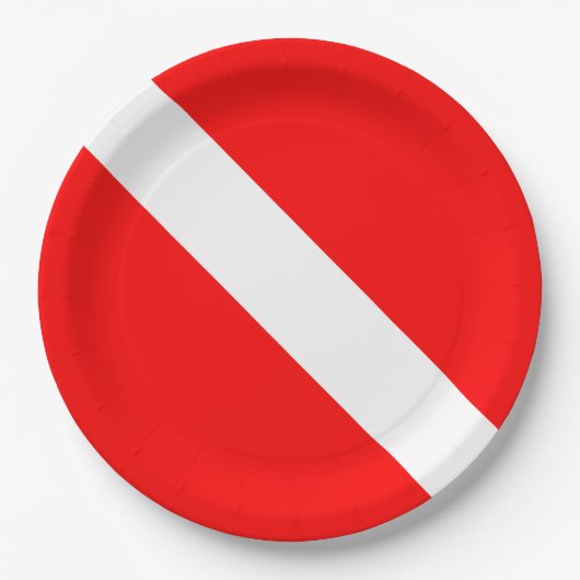 Assiettes En Carton Drapeau Plongée Plongée Plongée Plongée Diver Down (Devant)