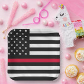 Assiettes En Carton Drapeau pompier (Fête)