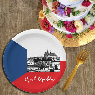 Assiettes En Carton Drapeau Prague & Tchéquie - Tchéquie historique