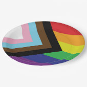 Assiettes En Carton Drapeau progressiste LGBTQIA (Angle)