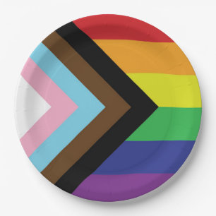Assiettes En Carton Drapeau progressiste LGBTQIA