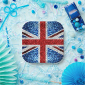 Assiettes En Carton Drapeau rouge bleu blanc brillant parties scintill (Fête)