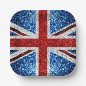 Assiettes En Carton Drapeau rouge bleu blanc brillant parties scintill (Recto)