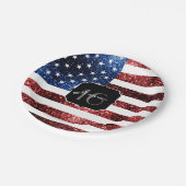 Assiettes En Carton Drapeau rouge bleu étincelant parties scintillant (Angle)