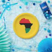 Assiettes En Carton Drapeau rouge, noir et vert de l'Afrique (Fête)