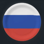 Assiettes En Carton Drapeau Russie tricolore<br><div class="desc">Le drapeau de la Russie est composé de trois bandes horizontales: blanche,  bleue et rouge.</div>