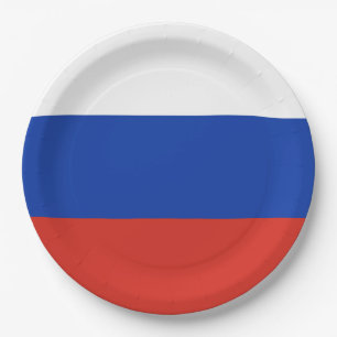 Assiettes En Carton Drapeau Russie tricolore