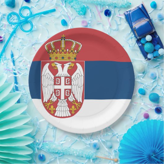 Assiettes En Carton Drapeau serbe (Fête)
