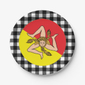 Assiettes En Carton Drapeau sicilien, plaid de buffle, Sicile (Devant)