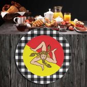 Assiettes En Carton Drapeau sicilien, plaid de buffle, Sicile