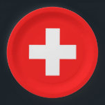 Assiettes En Carton Drapeau Suisse<br><div class="desc">Drapeau Suisse</div>
