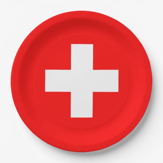 Assiettes En Carton Drapeau Suisse (Devant)