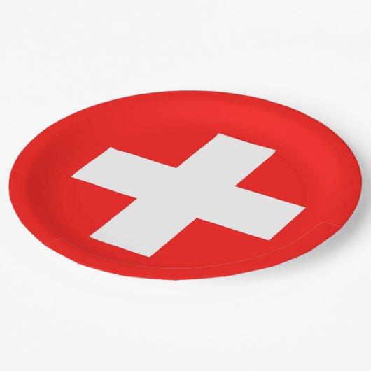 Assiettes En Carton Drapeau Suisse (Angle)