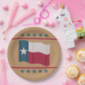 Assiettes En Carton Drapeau Texas Lone Star Rouge Blanc Bleu Tan (Fête)