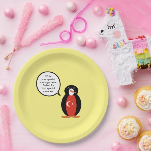 Assiettes En Carton Drapeau turc parlant Mme Penguin (Fête)