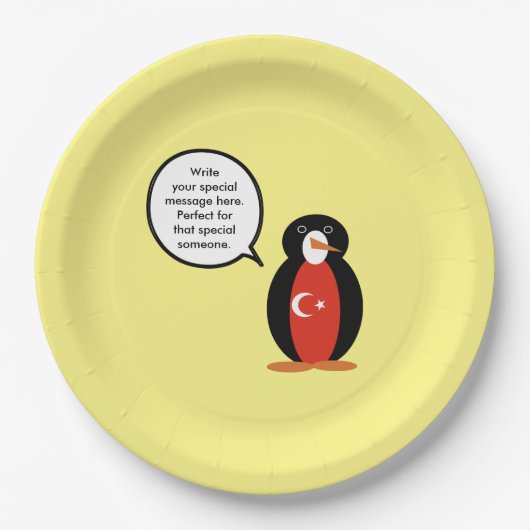 Assiettes En Carton Drapeau turc parlant Mme Penguin (Devant)