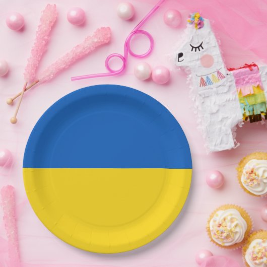 Assiettes En Carton Drapeau Ukraine (Fête)