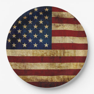 Assiettes En Carton Drapeau USA / Grunge