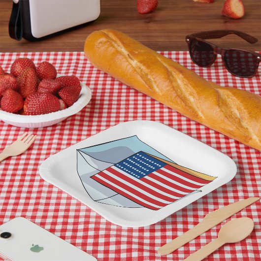 Assiettes En Carton Drapeau USA Sur Carte