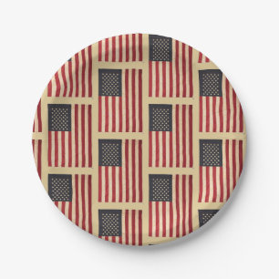 Assiettes En Carton Drapeau vintage américain Patiné