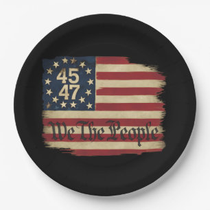 Assiettes En Carton Drapeau vintage en détresse We The People Trump 45