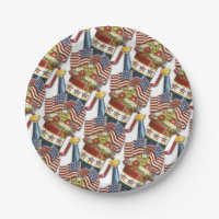 Drapeau vintage Patriotique Fleur Pot Patiné USA