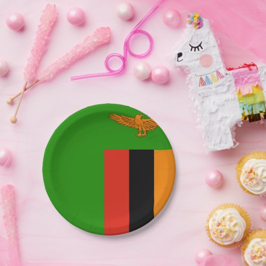 Assiettes En Carton Drapeau Zambie (Fête)