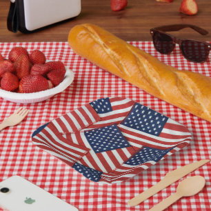 Assiettes En Carton Drapeaux américains 4 juillet