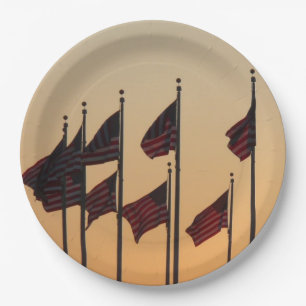 Assiettes En Carton Drapeaux au coucher du soleil I American Patriotic