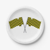 Assiettes En Carton Drapeaux De Course Jaune Et Noir (Devant)