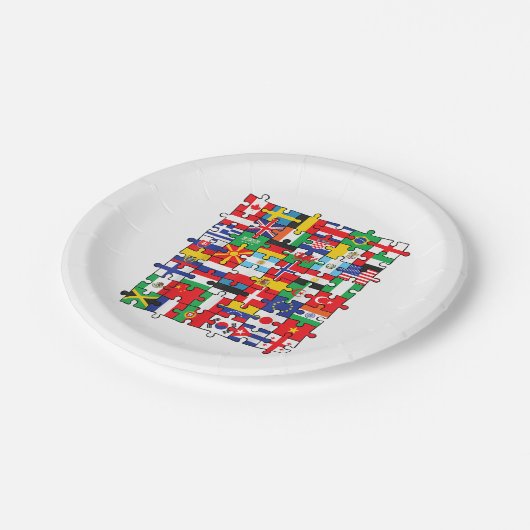 Assiettes En Carton Drapeaux des pays du pavillon international (Angle)