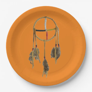 Assiettes En Carton Dream Catcher Orange Grande plaque de papier