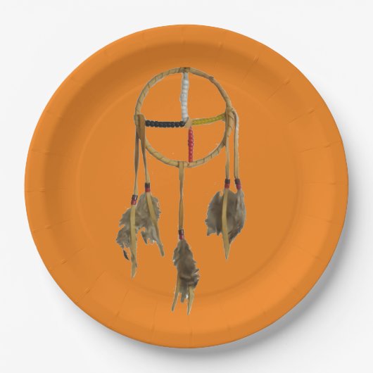 Assiettes En Carton Dream Catcher Orange Grande plaque de papier (Devant)