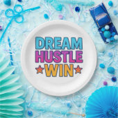 Assiettes En Carton DREAM HUSTLE WIN Motivational Paper Plate (Fête)