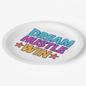 Assiettes En Carton DREAM HUSTLE WIN Motivational Paper Plate (Angle)