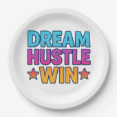 Assiettes En Carton DREAM HUSTLE WIN Motivational Paper Plate (Devant)