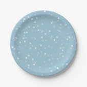 Assiettes En Carton Dreamy Blue et White Bokeh Confetti (Devant)