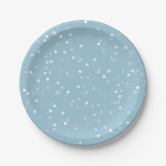 Assiettes En Carton Dreamy Blue et White Bokeh Confetti (Devant)