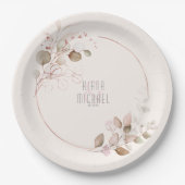 Assiettes En Carton Dreamy Foliage Mariage V1 Blush Pink ID817 (Devant)