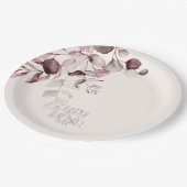 Assiettes En Carton Dreamy Foliage Mariage V2 Bourgogne ID817 (Angle)