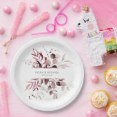 Assiettes En Carton Dreamy Foliage Mariage V3 Bourgogne ID817 (Fête)