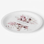 Assiettes En Carton Dreamy Foliage Mariage V3 Bourgogne ID817 (Angle)