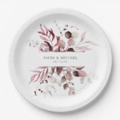 Assiettes En Carton Dreamy Foliage Mariage V3 Bourgogne ID817 (Devant)