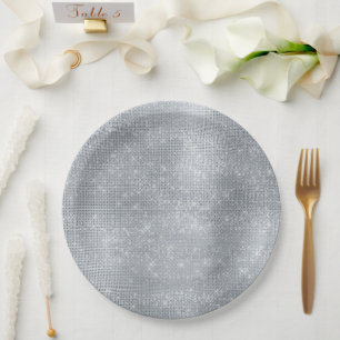 Assiettes En Carton Dreamy Glitzy Silver Sparkle