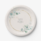 Assiettes En Carton Dreamy Greenery Mariage V1 Green/Blue ID817 (Devant)