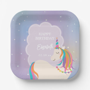Assiettes En Carton Dreamy Magical Rainbow Unicorn Fête d'anniversaire