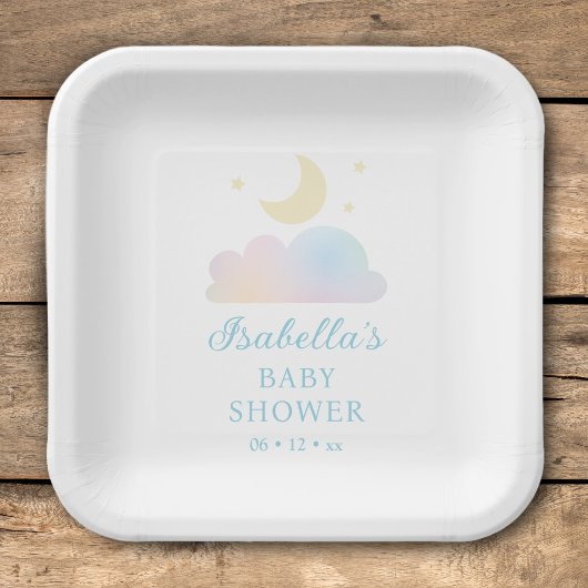 Assiettes En Carton Dreamy Moon and Stars Cloud Neuf Baby shower
