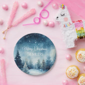 Assiettes En Carton Dreamy neige aquarelle paysage hiver (Fête)