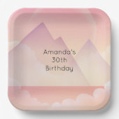 Assiettes En Carton Dreamy Pastel Mountain Paysage Anniversaire (Recto)