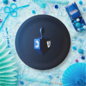 Assiettes En Carton Dreidel bleu brillant (Fête)